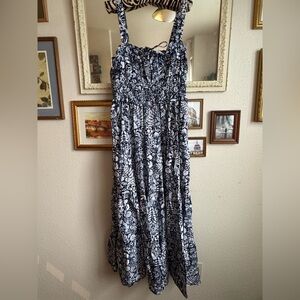 NEW J. Crew Black and White Smocked Maxi Dress